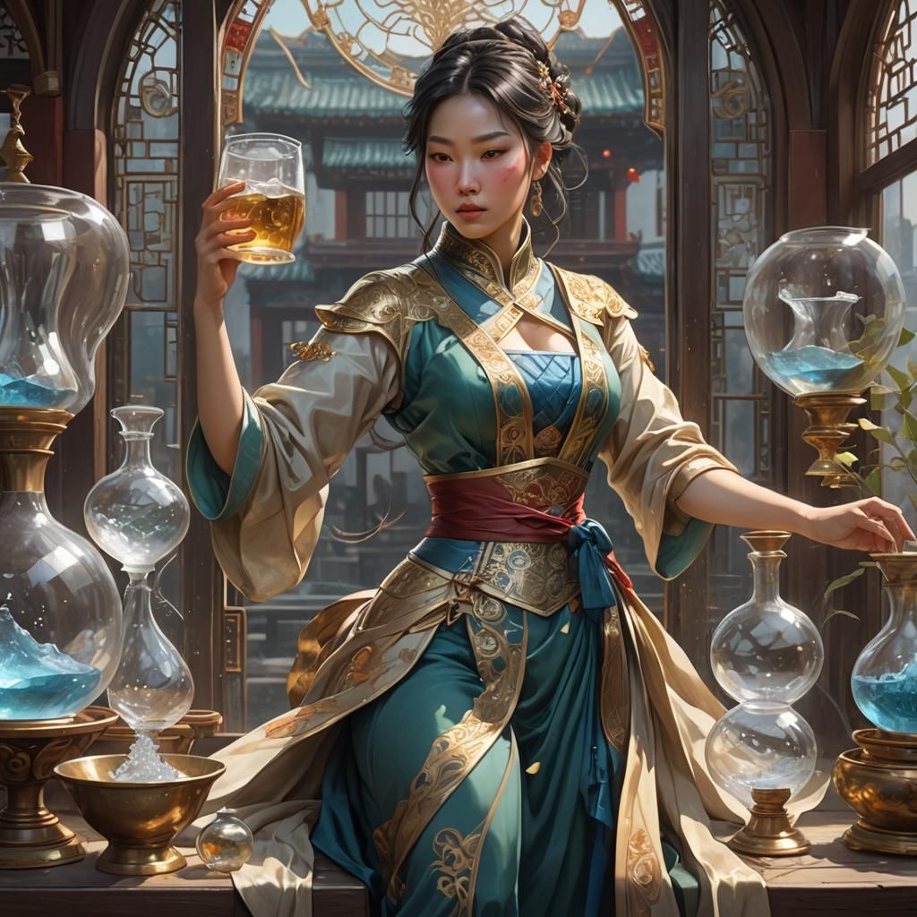 Hourglass Figure Portrait in Art Nouveau Style