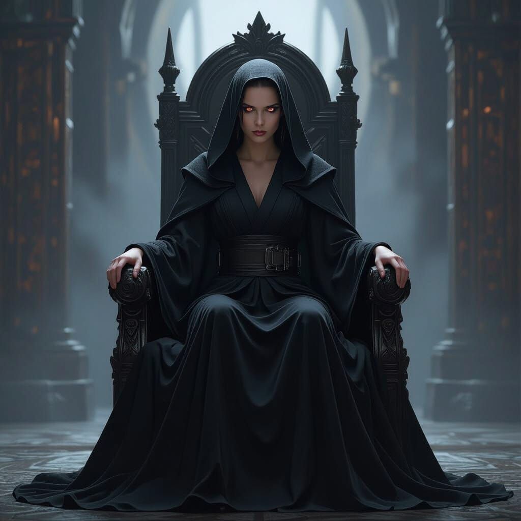 Rey as Dark Empress on Ornate Throne