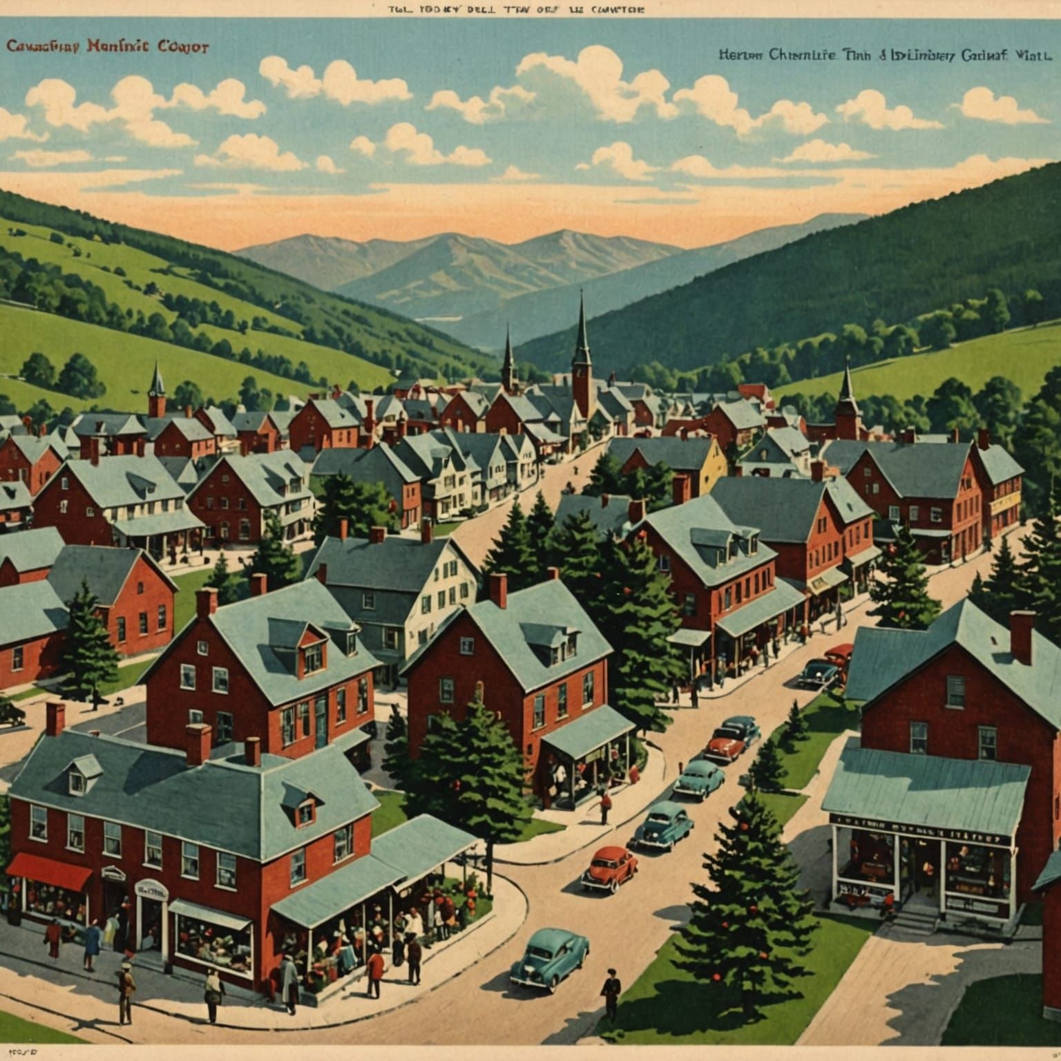 Vintage Holiday Town Postcard