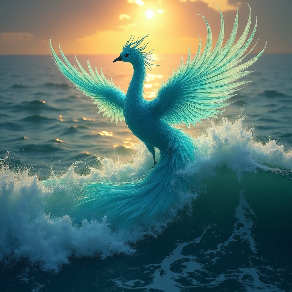Majestic Water Phoenix Rising: Fantasy Concept Art