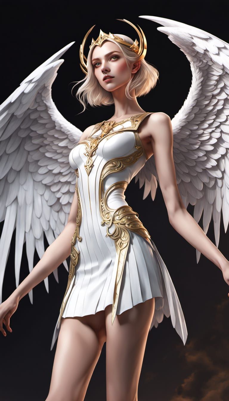 Ethereal Elven Goddess with Angelic Wings