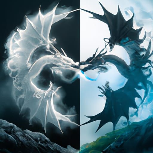 Epic Dragons Encircled in Fire and Ice