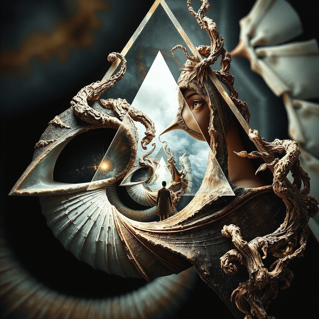 Surreal Double Exposure Portal Artwork in Hyper-Realistic St...