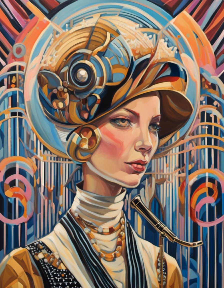 Jazz Age Cat Singer in Art Deco Illustration