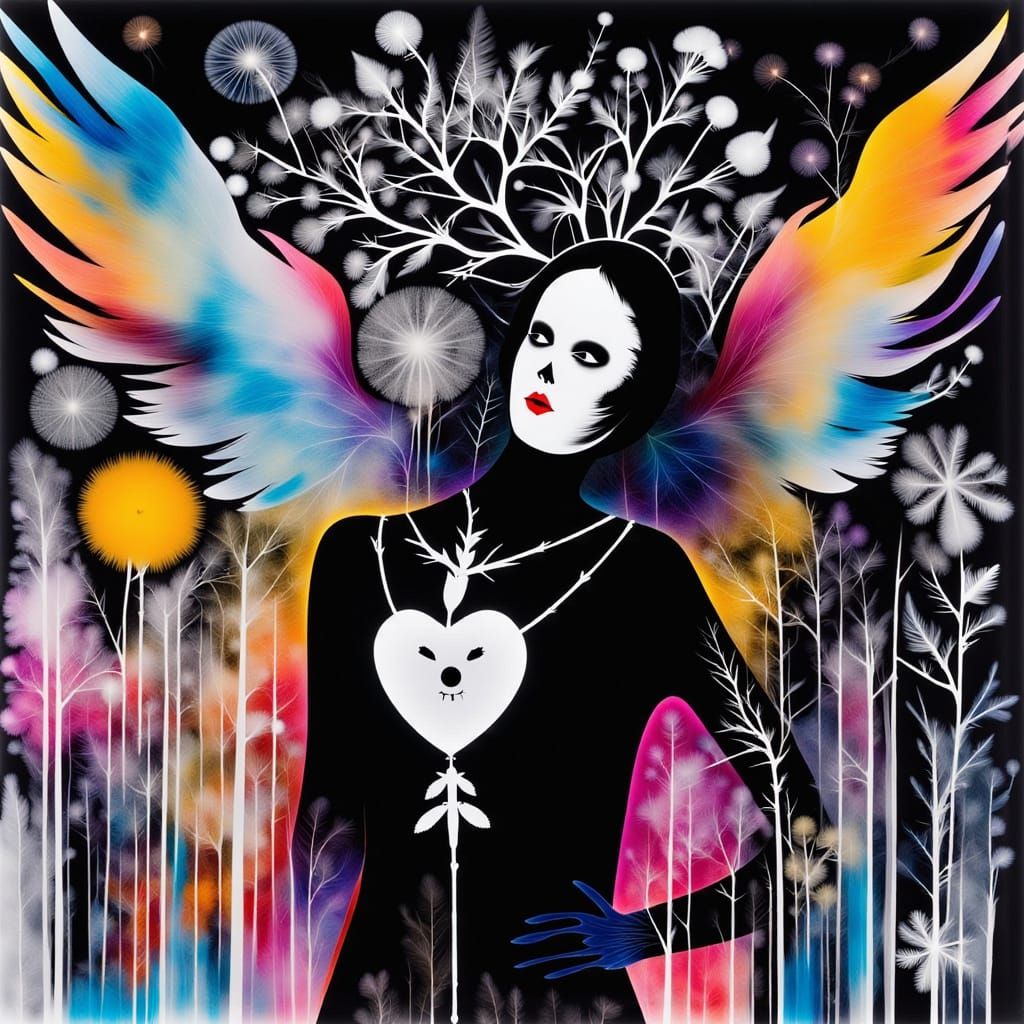 <lora:Photogram Style 2:1.0> <lora:Flux Photogram:1.0> <lora:Flux Photogram 6:1.0> Kids Crayon drawings of religion vs...