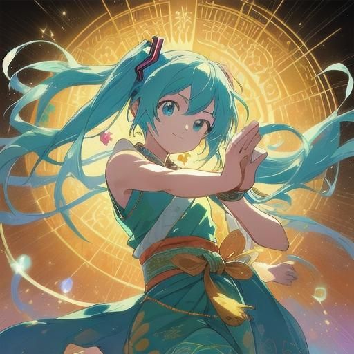 Hatsune Miku Dances in Indian Sari: Anime Key Visual
