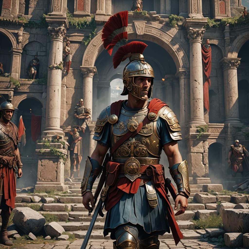 Detailed Matte Painting of a Roman Soldier