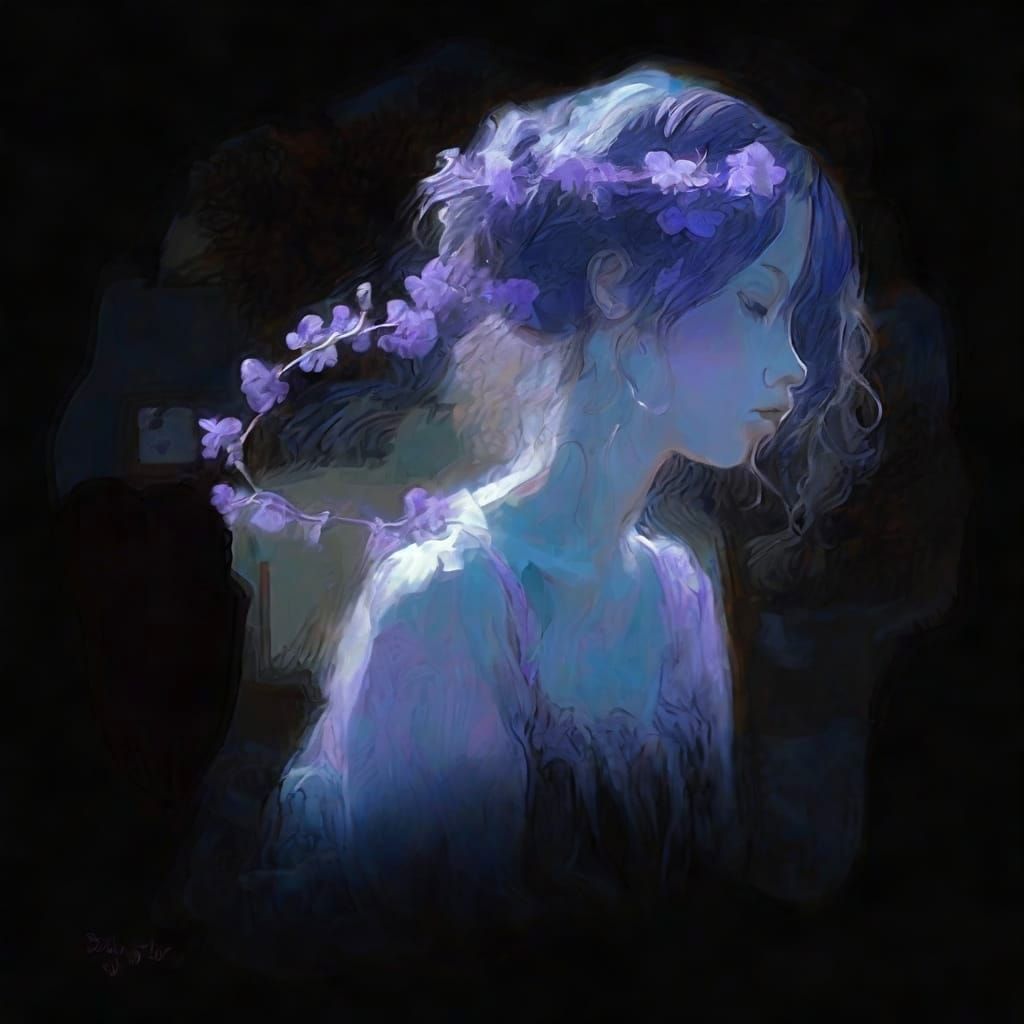 Girl Drinking Tea: Glitch Art Meets Anime Style