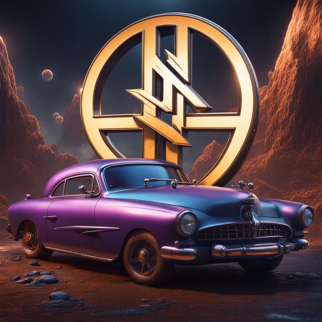 Fantastical NG Car Universe Logo in Detailed Matte Painting