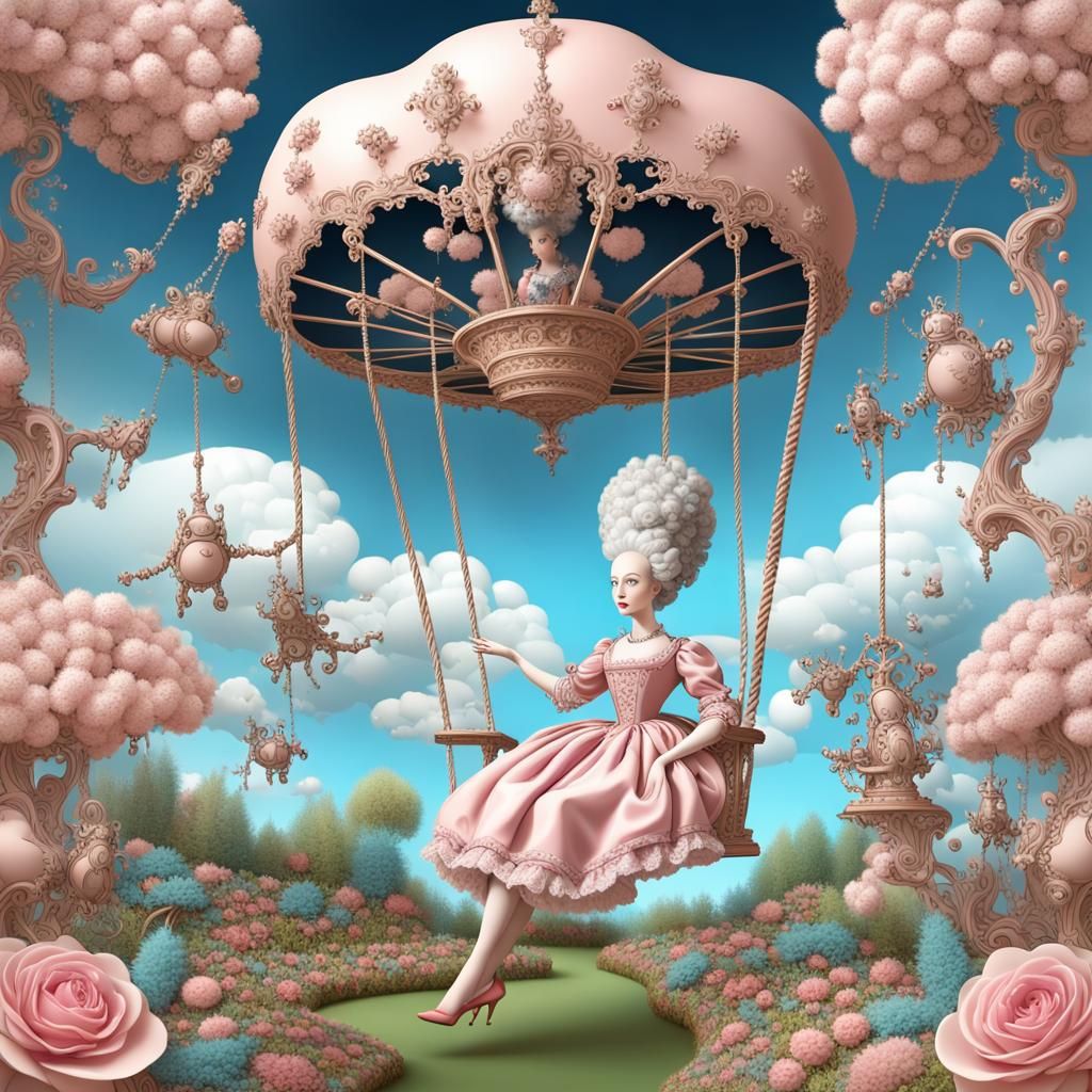 Marie Antoinette in Robot Garden with Fractals