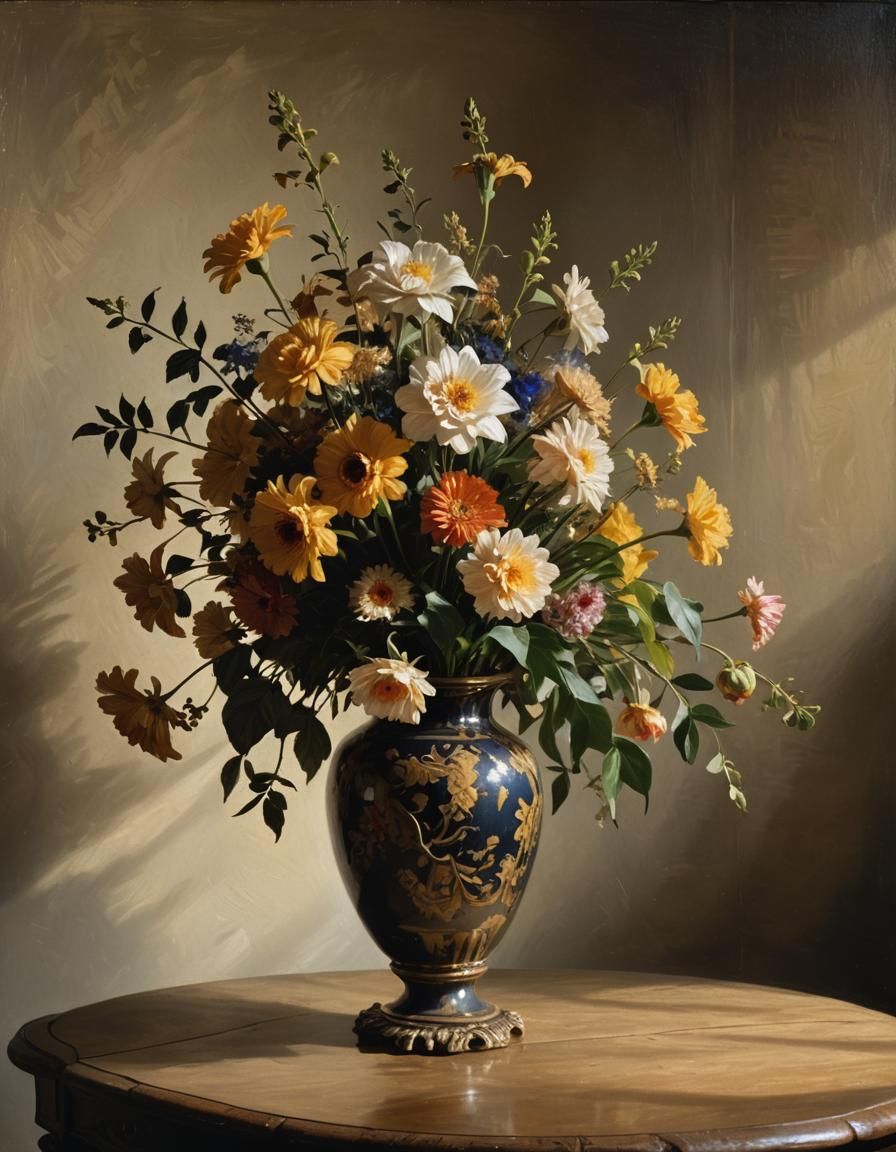 Baroque Floral Still Life in Poussin Style