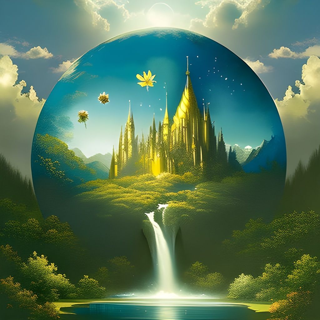 Fantastical Castle with Flowery Archway and Gold Dust