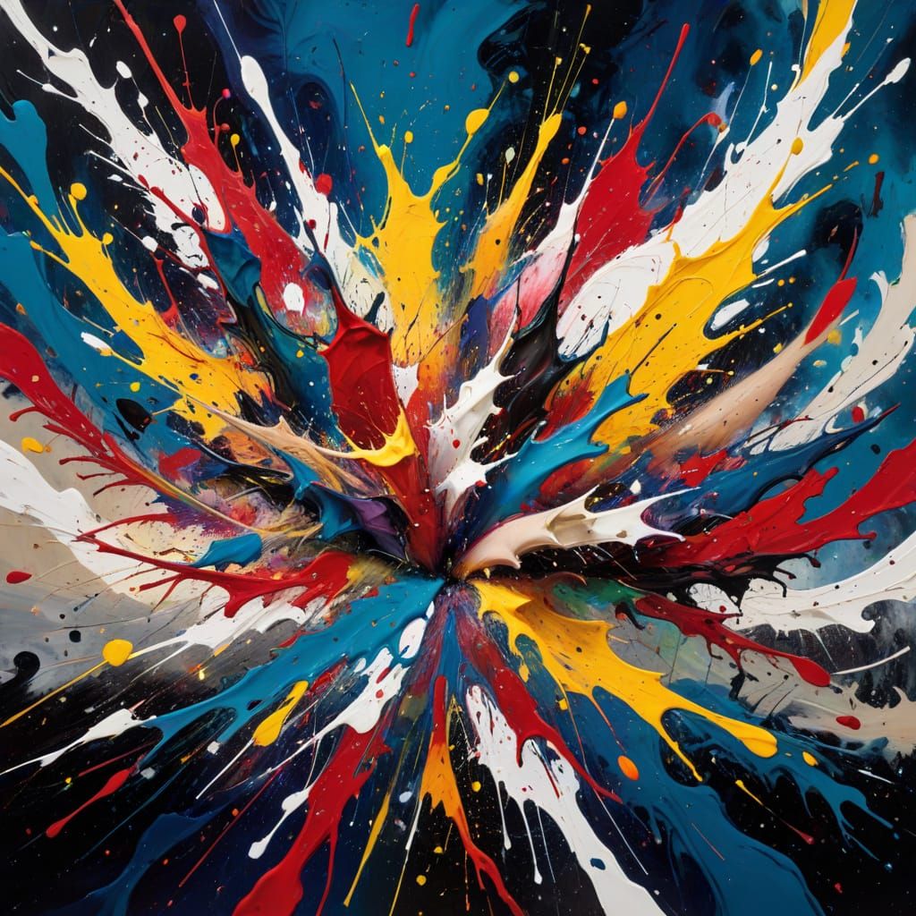 Dynamic Pollock-Inspired Expressionist Masterpiece