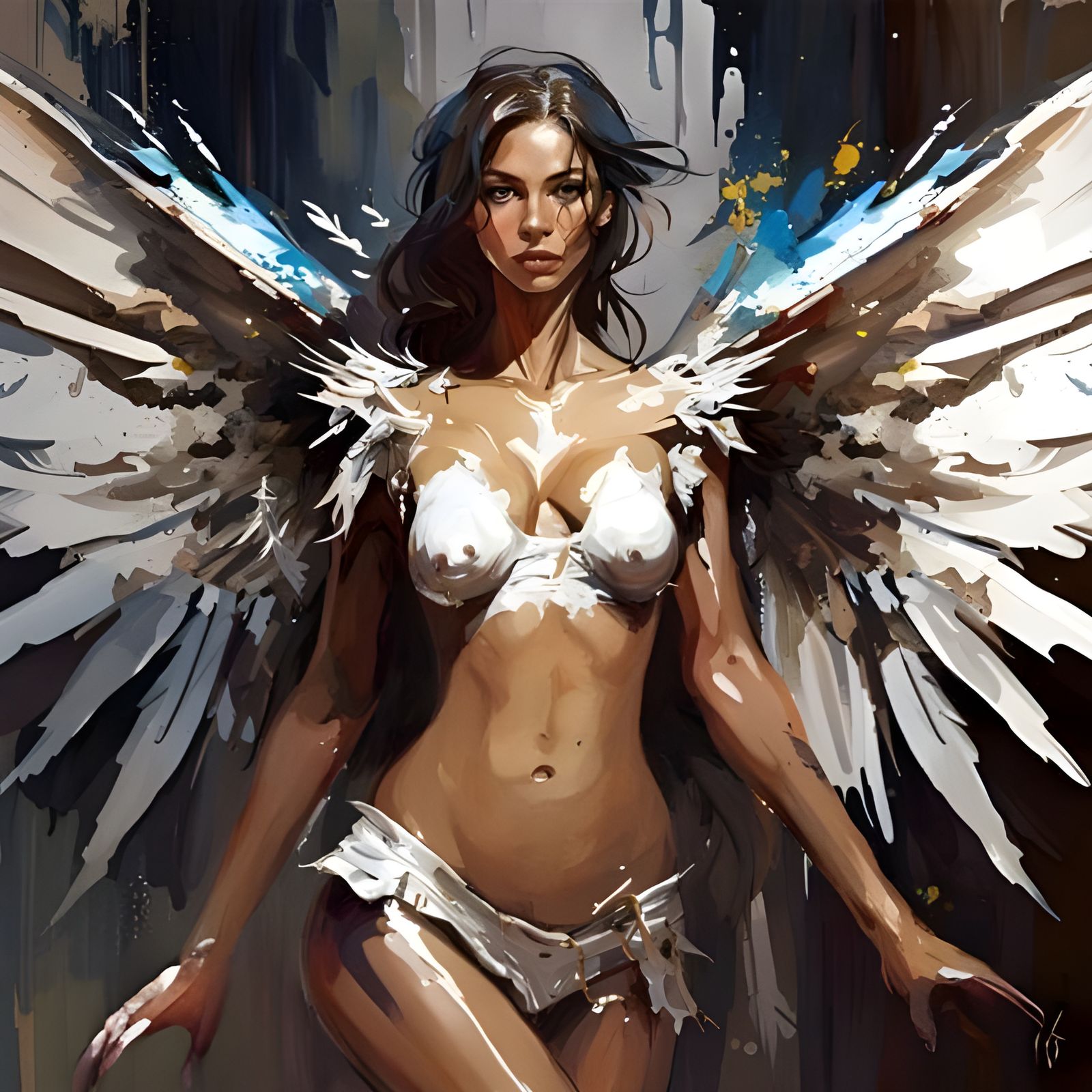 Portrait of a Beautiful Angel in Splash Art Style