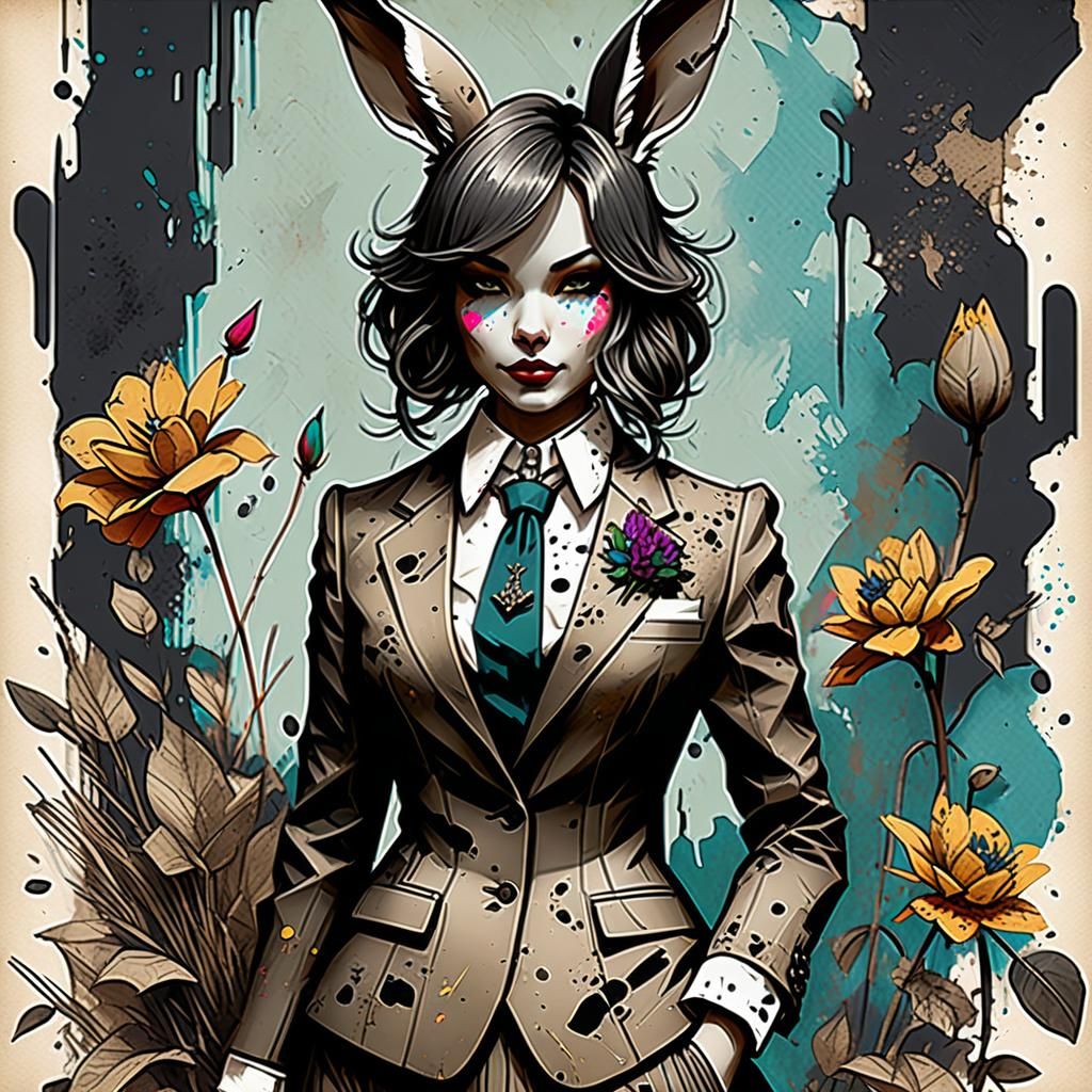 Colorsplash Bunnygirl in Vintage Suit