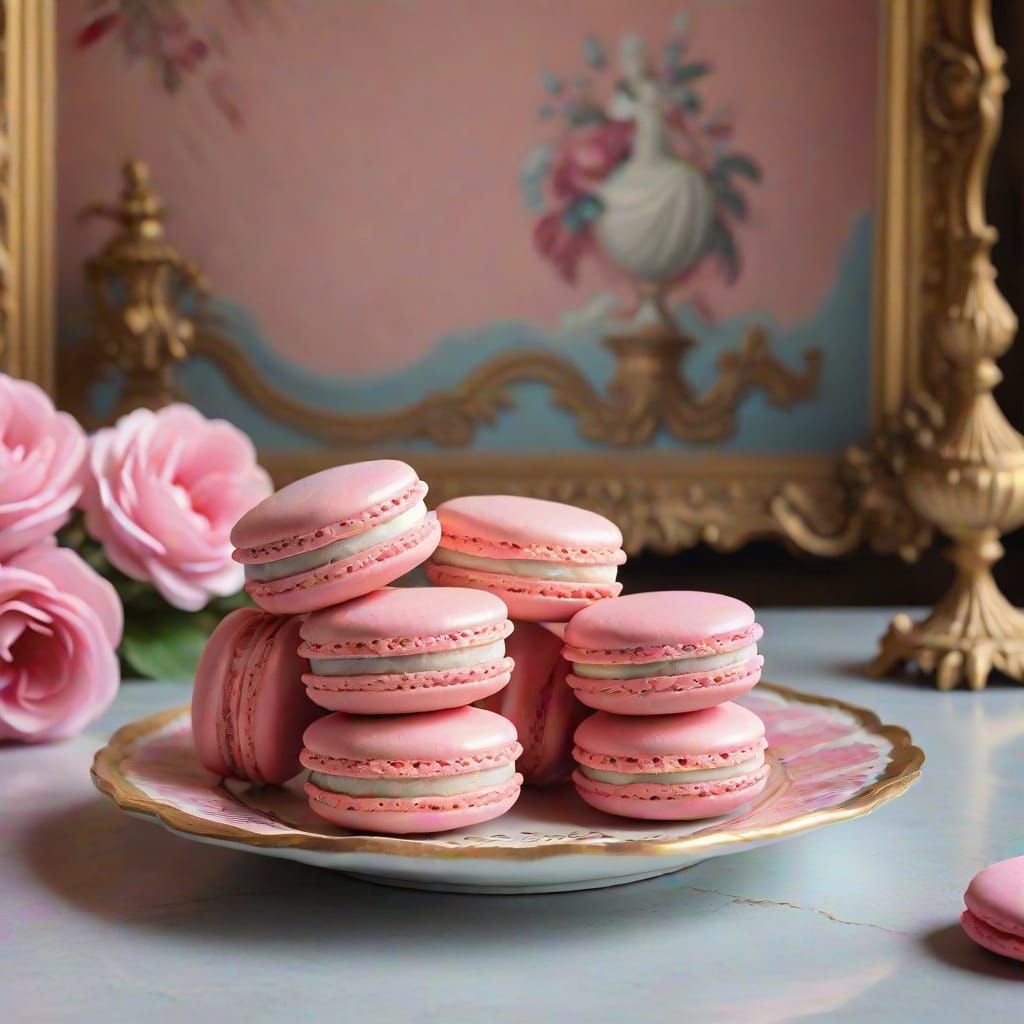 Pink Macaron in Baroque French Patisserie