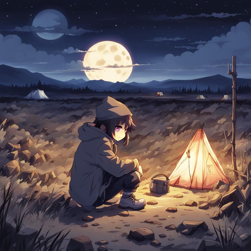 Niko Camps in Wasteland: Anime Style Illustration