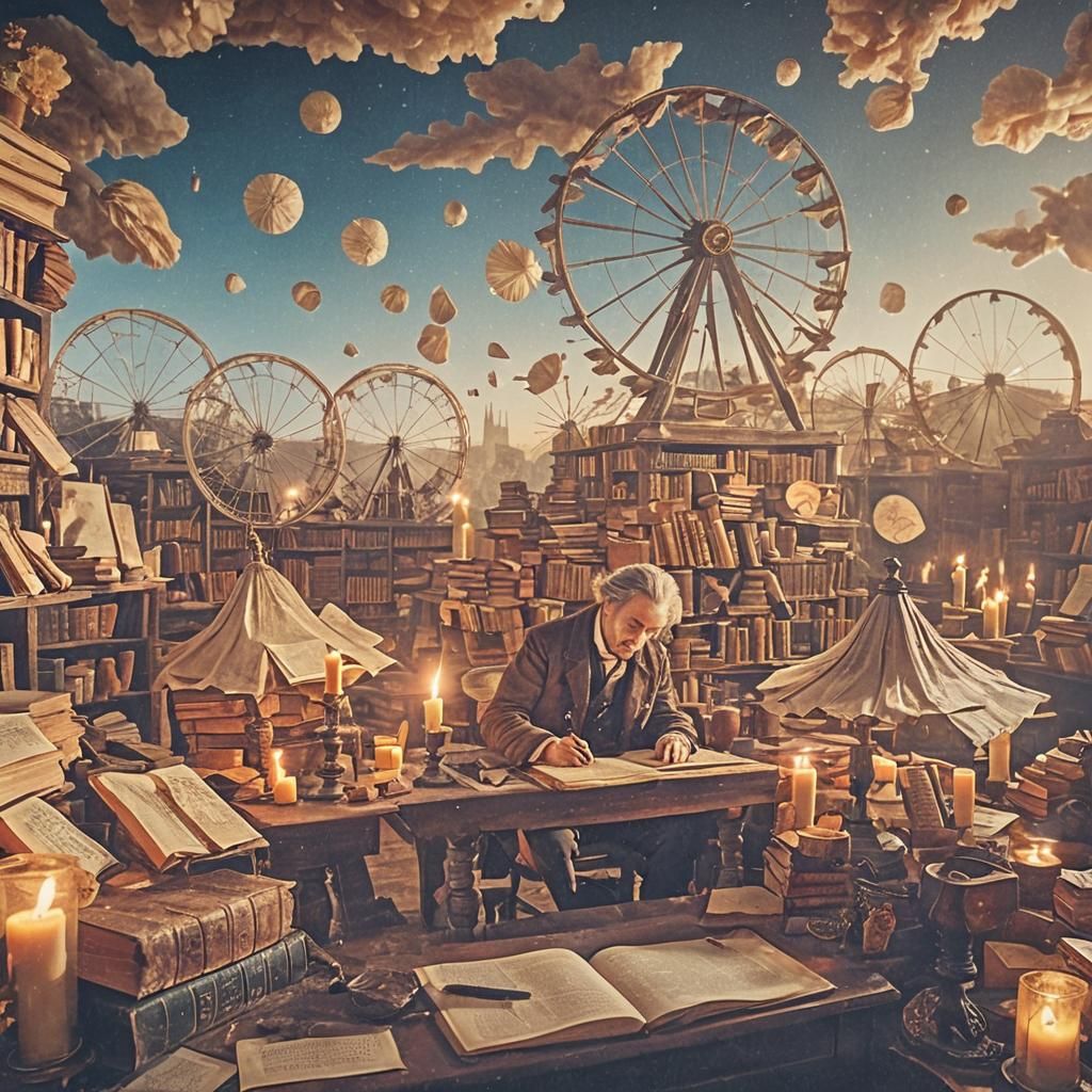 Poet in 18th Century Study with Candlelight