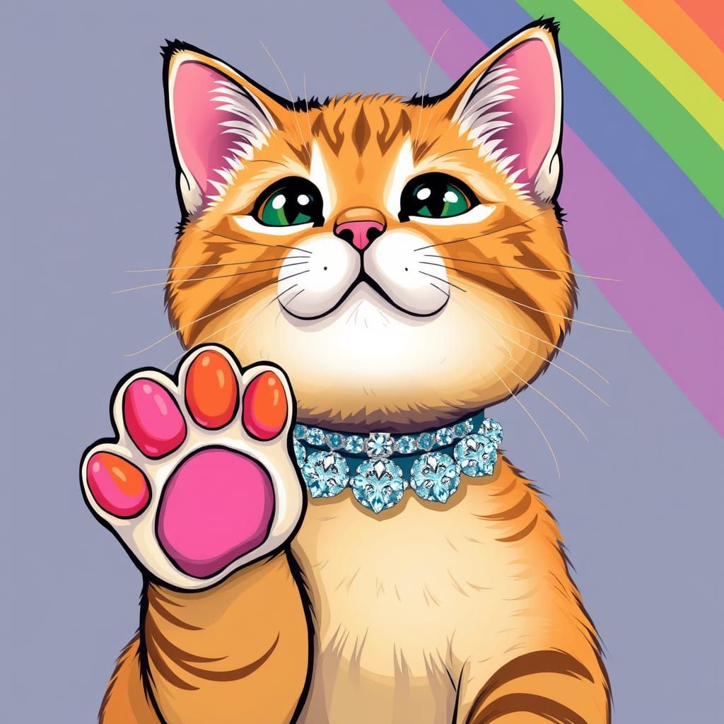 Whimsical Feline Beauty in Sparkling Colors