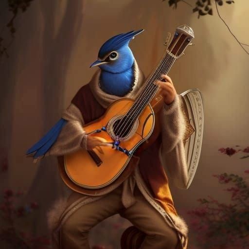 Carolina Wren Kenku Bard with Lute