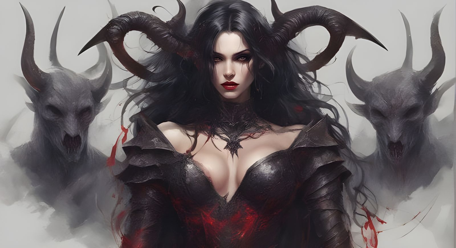 Dark Gothic Lilith Portrait in Royo Style