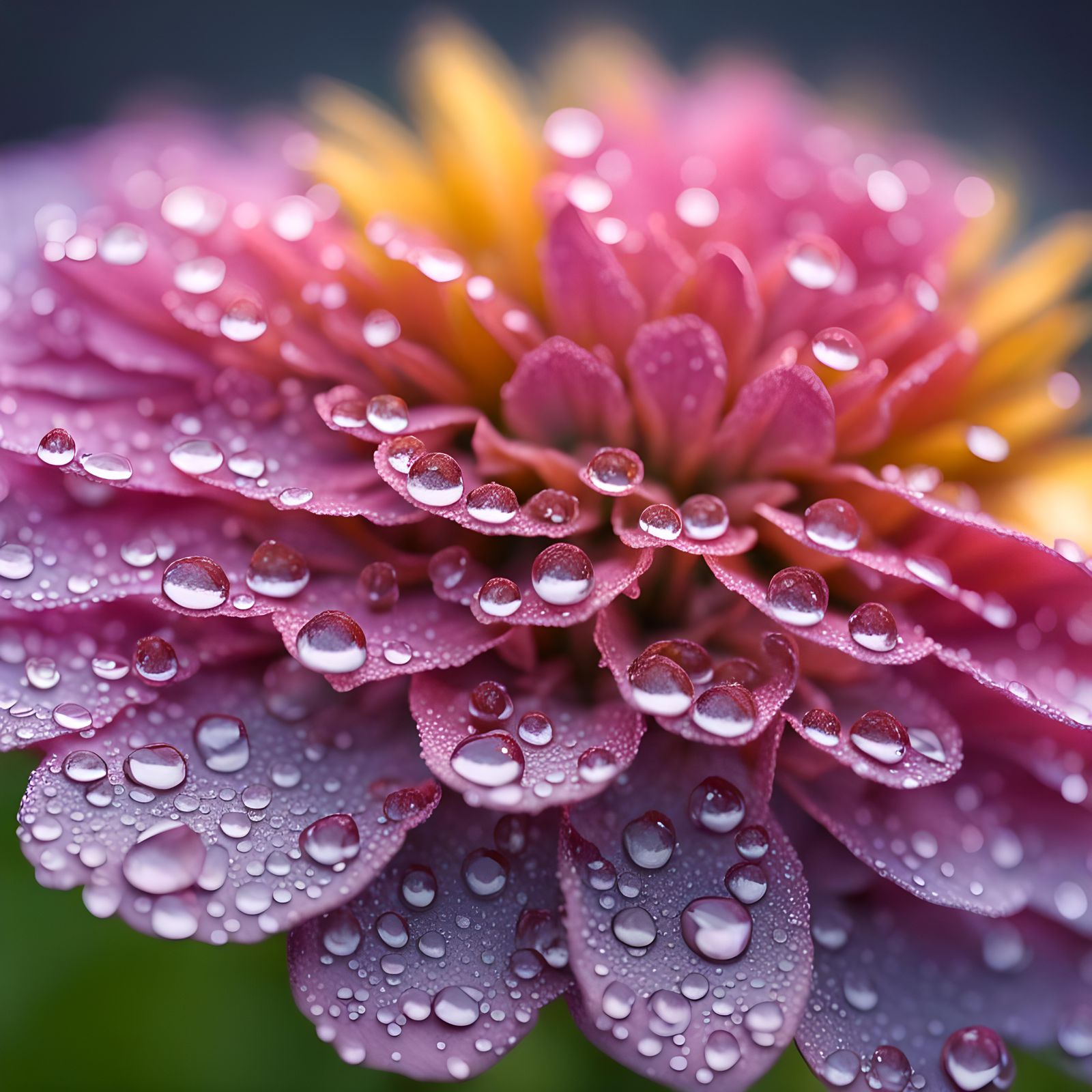 Glistening Flower in Morning Dew: Hyperrealistic Photography