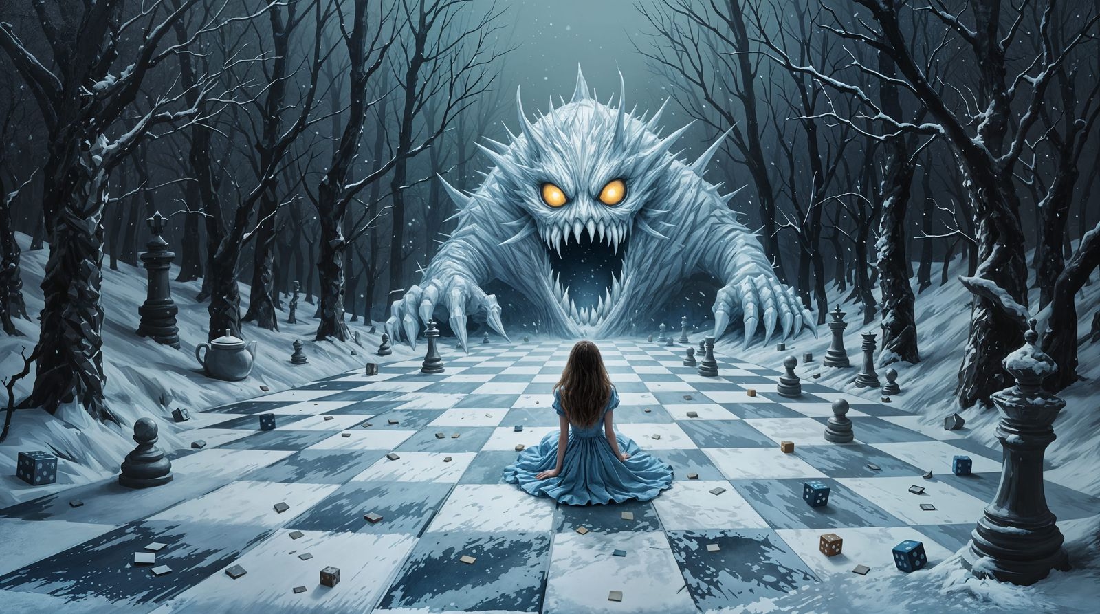 Whimsical Wonderland Encounter in Frosty Chess Forest