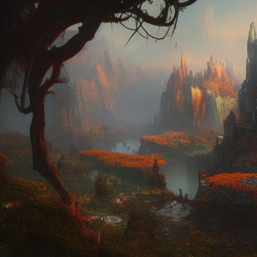 Fantastical Eyes: Detailed Matte Painting in Deep Color