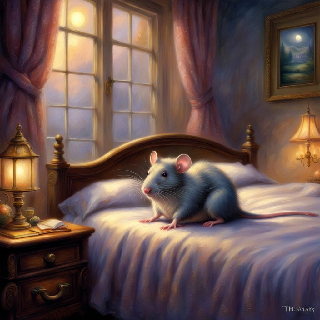 Rat in Bed in Ethereal Fantasy Style