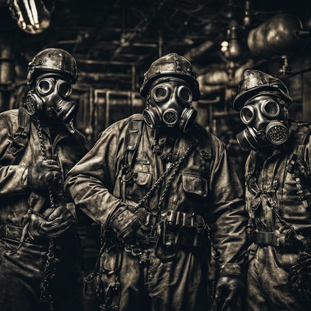 Dungeon Group in Military Workgear and Gasmasks