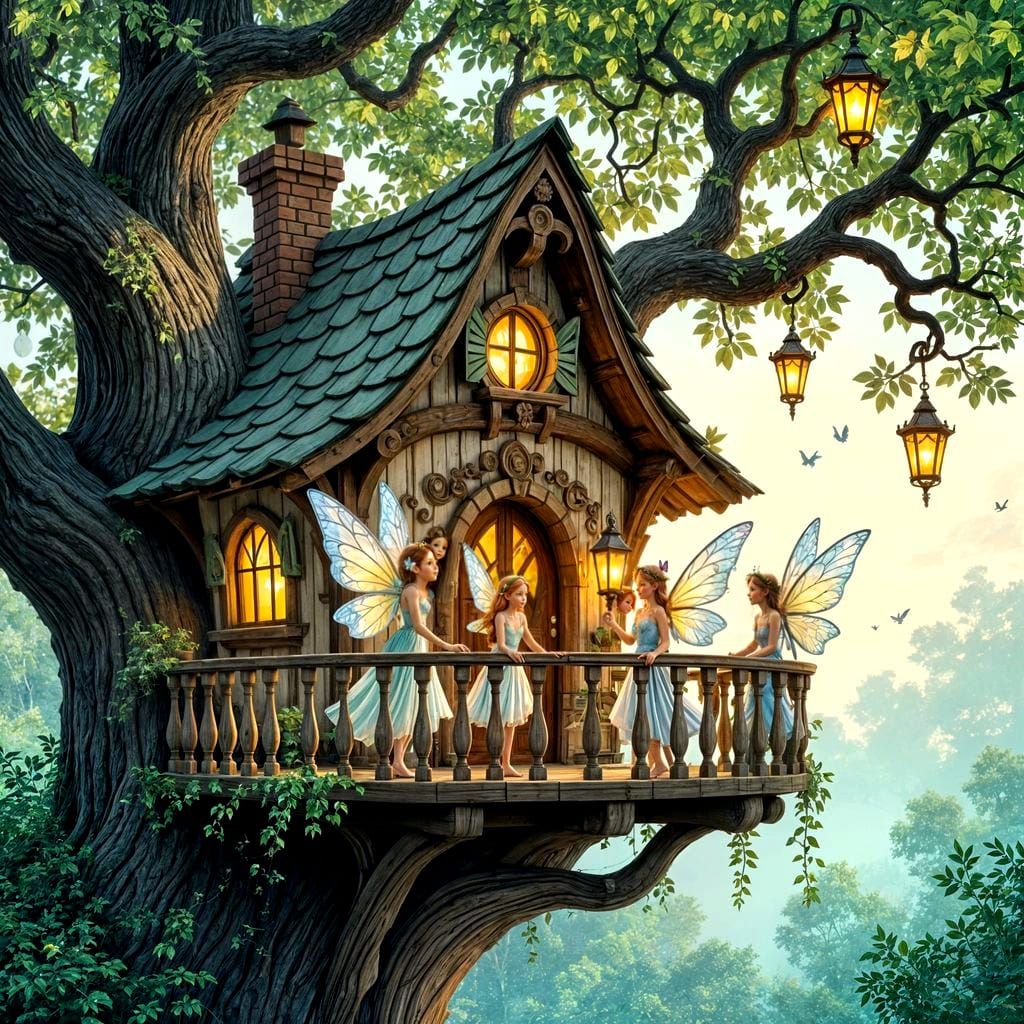 Fairy Family Home Balcony in a Tree