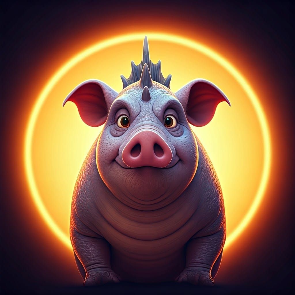 Dragon Pig Hybrid Concept Art in Vibrant 3D Style