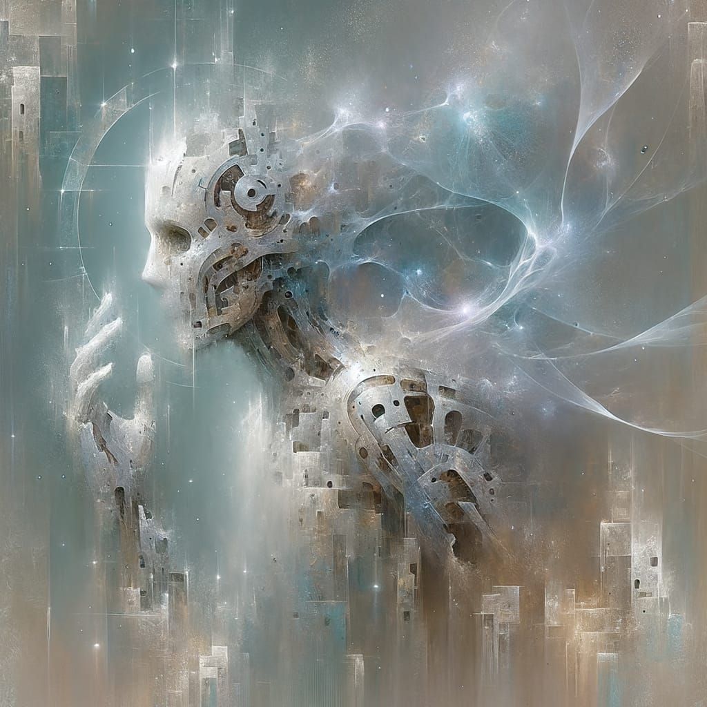 Ghostly Figure Emerges: Translucent Spirit in Watercolour St...