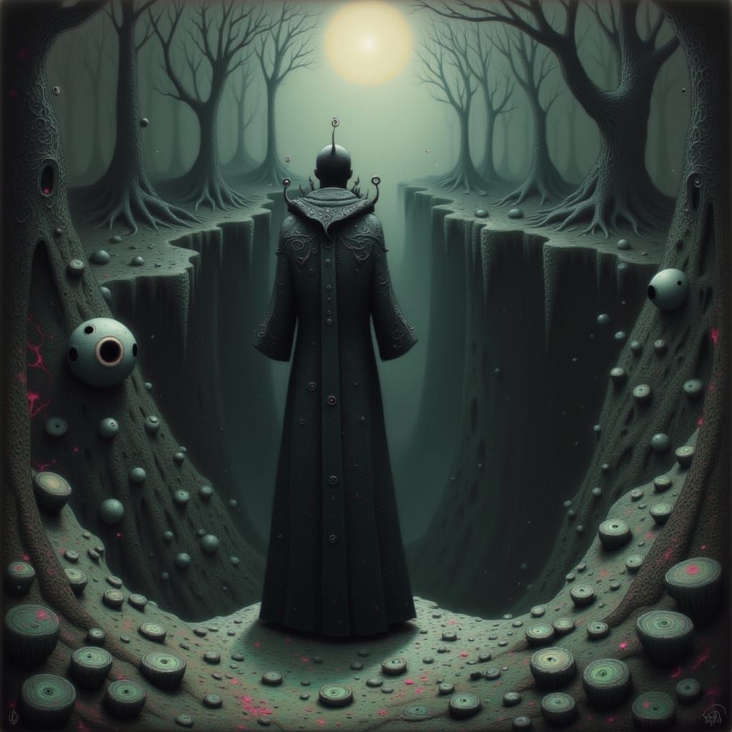 Eerie Figure Peers into the Well to Hell