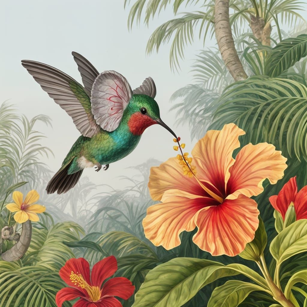 Hummingbird With Elephant Ears Ornithological Illustration