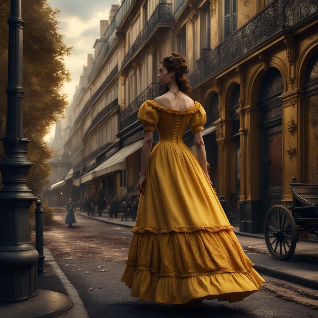 Victorian Princess Walks Barefoot in Paris Street