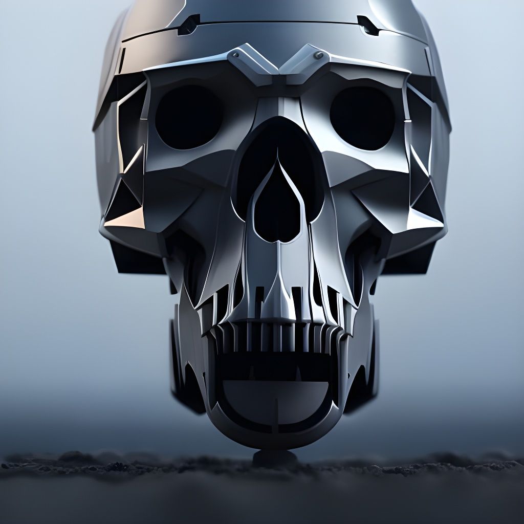 Intricate Mechanical Skull in Sci-Fi Setting