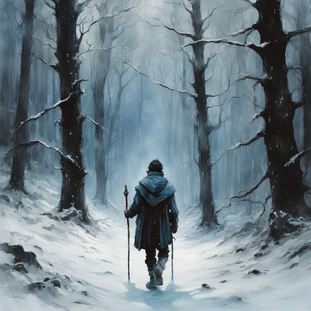 Ethereal Winter Portrait in Storybook Style