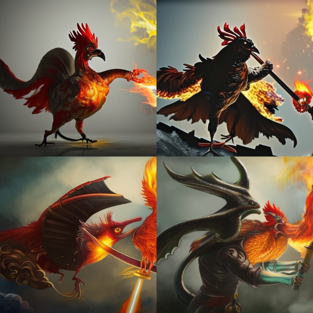 Flaming Chicken Sword Fight in Space