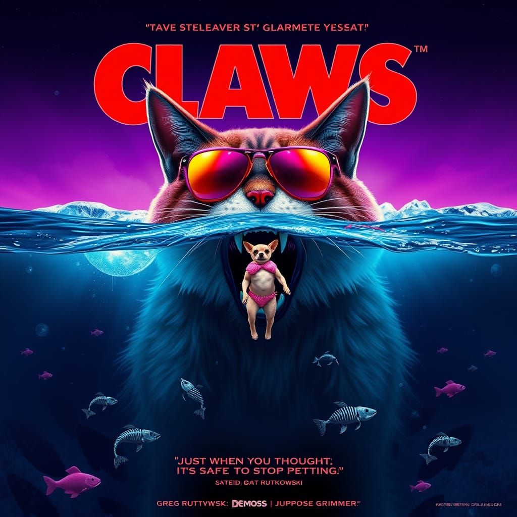 Glam Metal Cat "Claws" Poster Parody