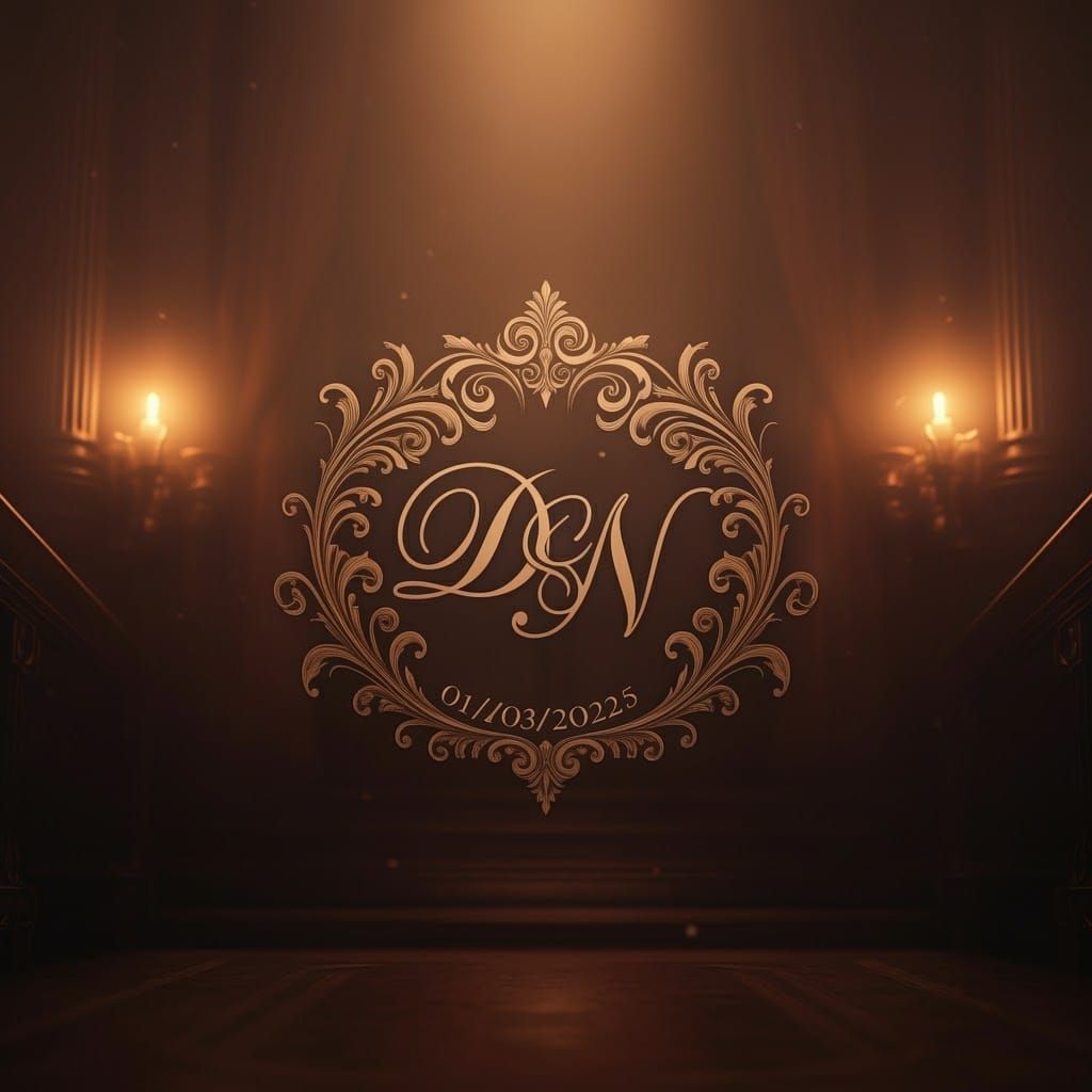 Elegant Baroque Wedding Logo with Initials