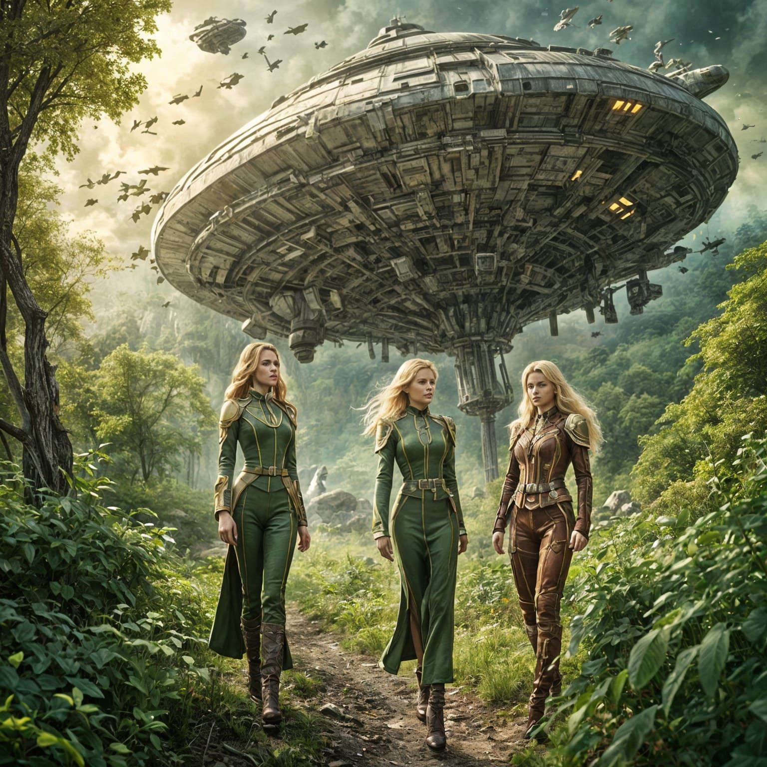 Starbound Elegance: Two Friends on a Distant Planet