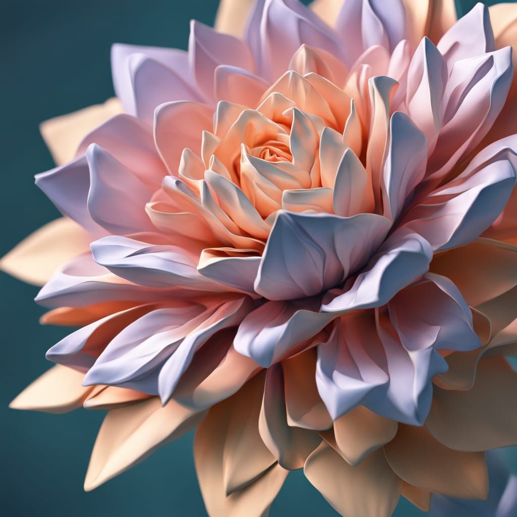Hyperrealistic Clay Origami Flower in Oil Painting Style