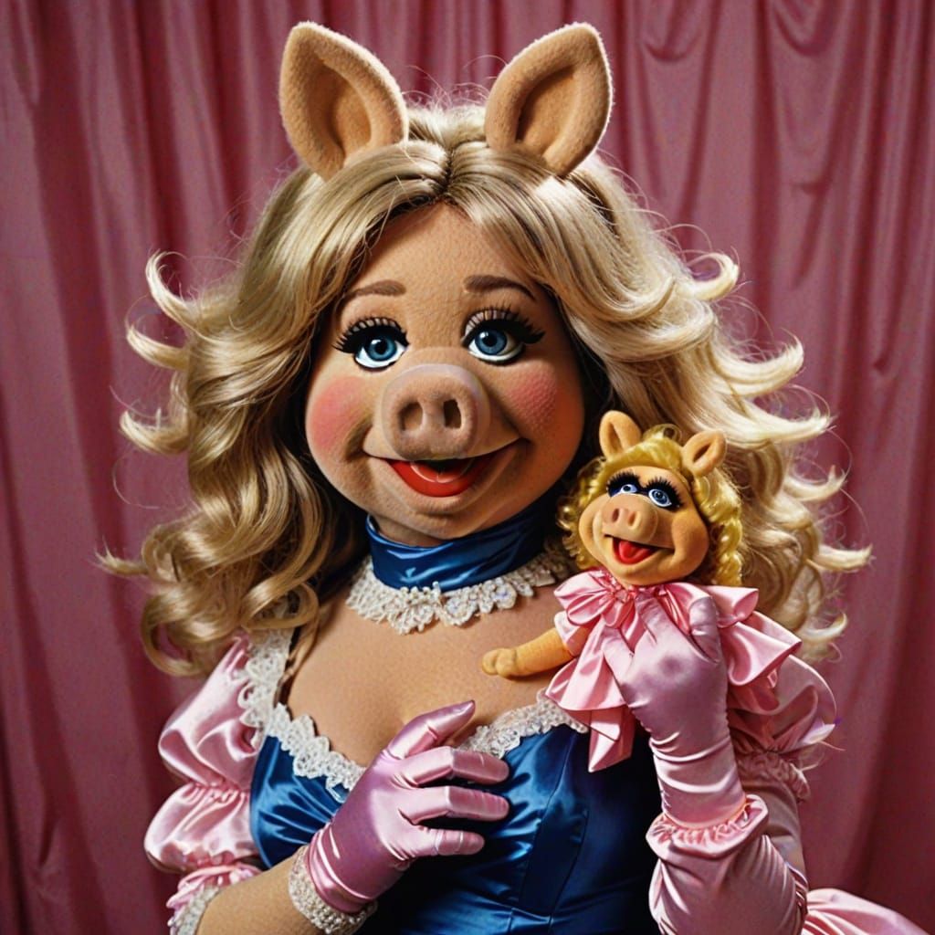 Miss Piggy 1980s Glamour Shot with Poofy Hair