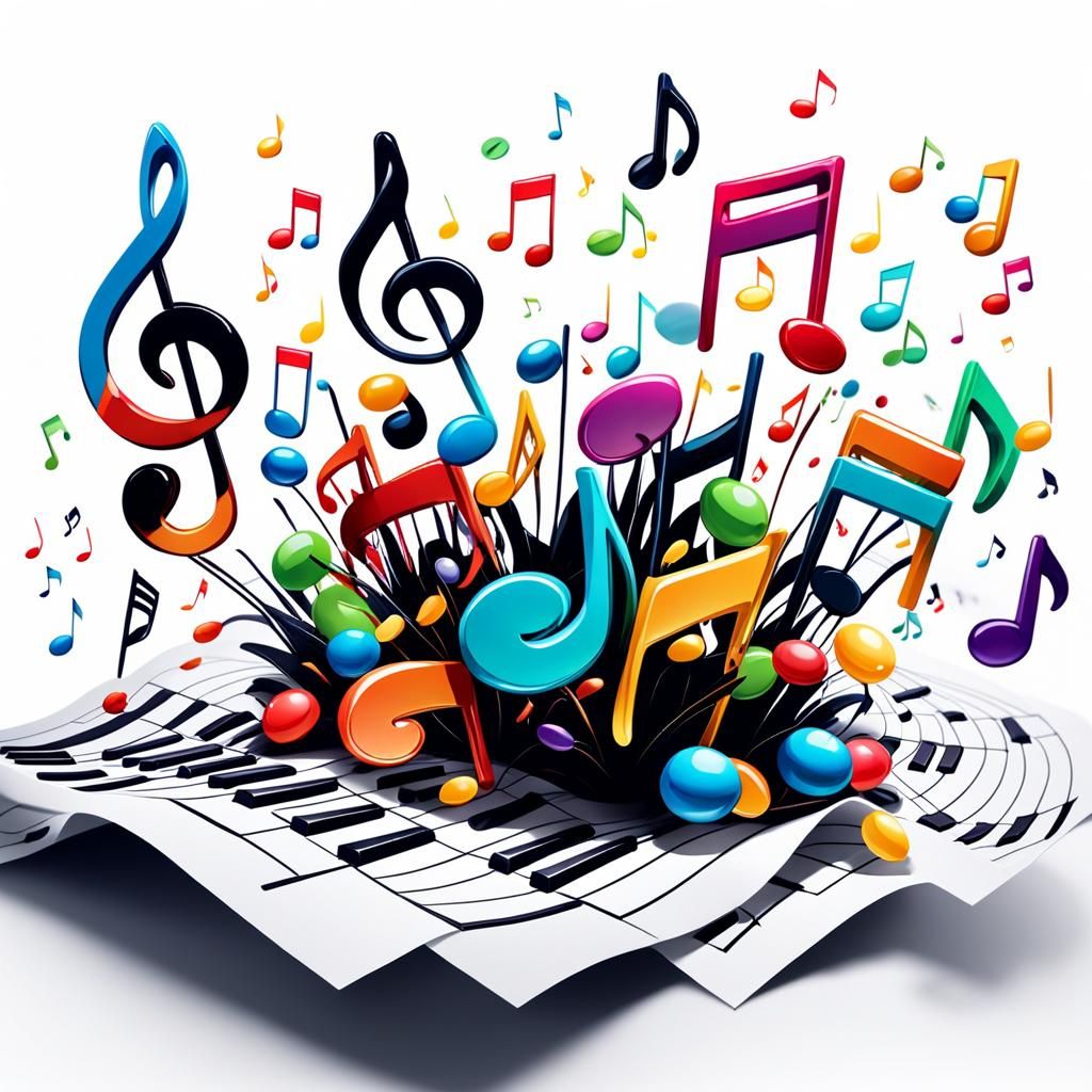 Whimsical Music Notes in Candyland Hyperrealistic Style