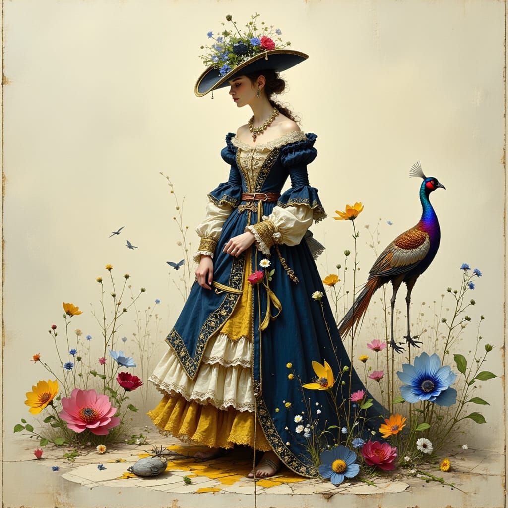 Elegant Musketeer with Pheasant in Dreamscape Style