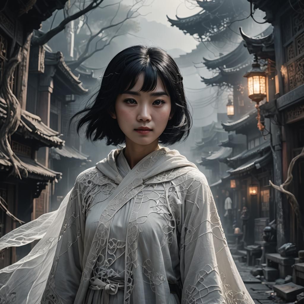 Young Asian Ghost Girl Portrait
