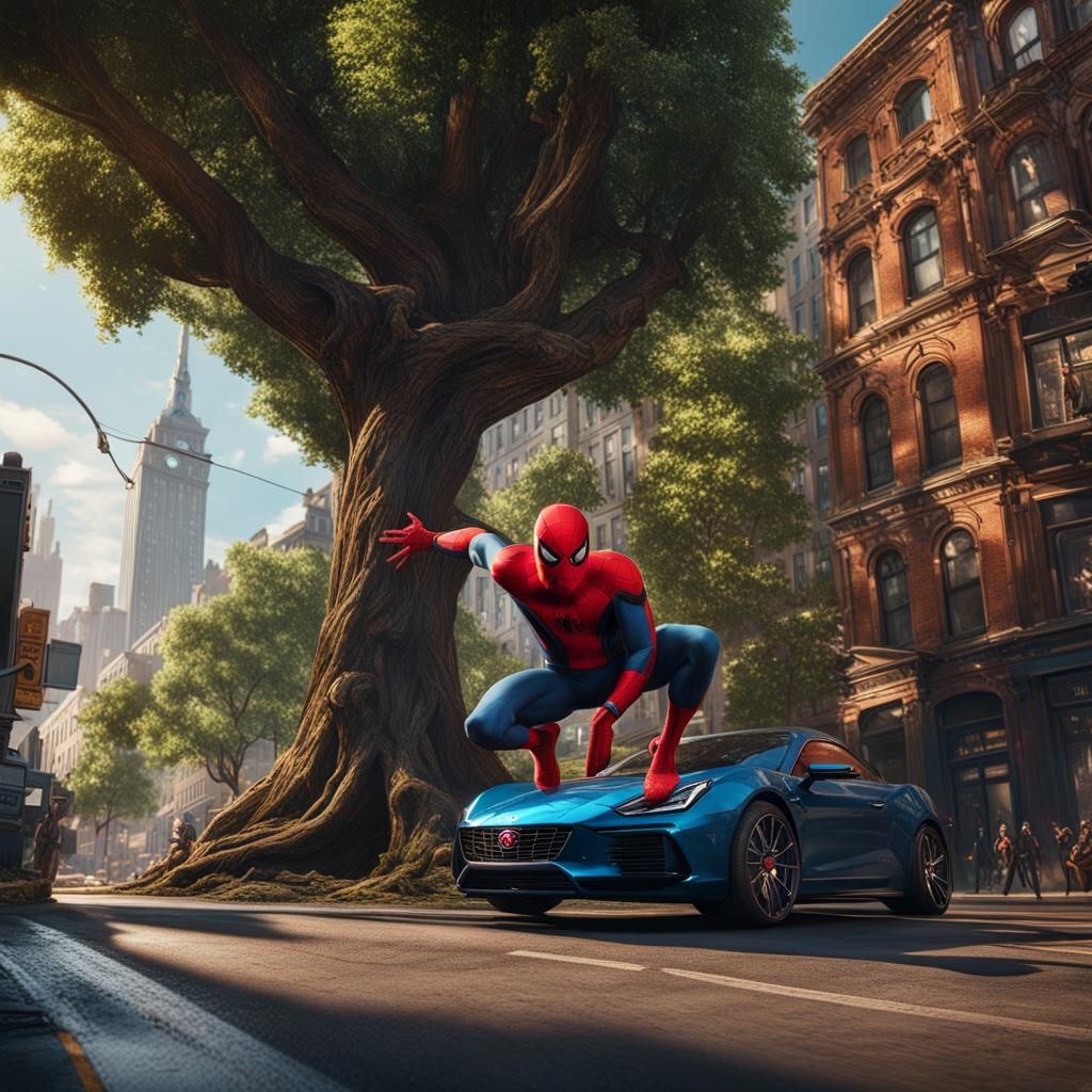 Spider-Man Rescuing People: Detailed Fantasy Concept Art