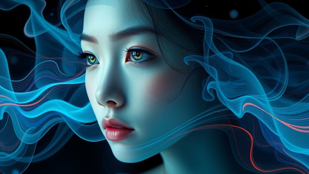 Surreal Asian Goddess in a Celestial Aura