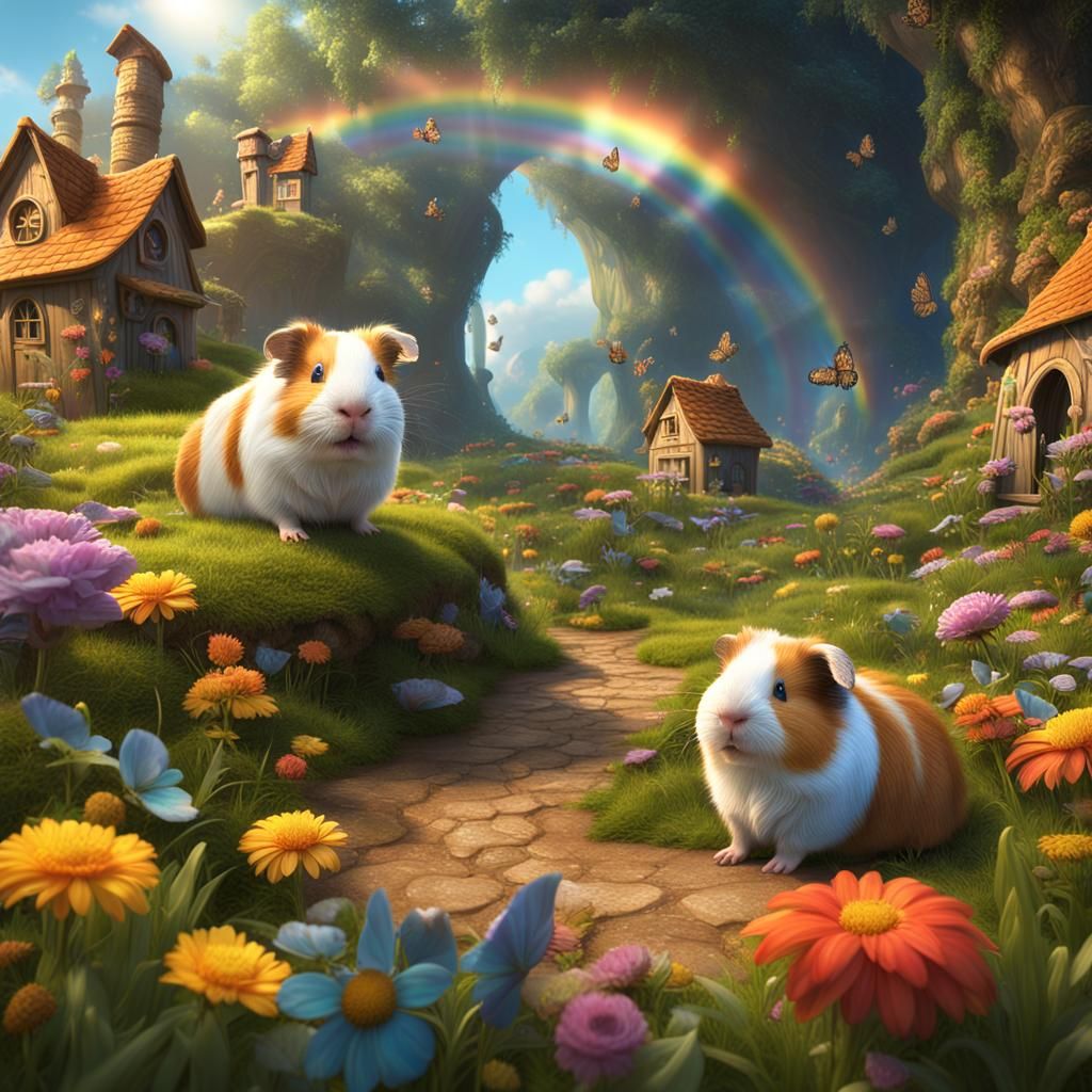 Fairytale Guinea Pigs in Colorful Fantasy Art